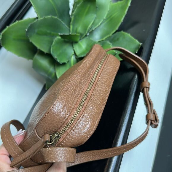 J.Crew Genuine Leather Crossbody Shoulder Purse Saddle Brown Pebbled - Picture 5 of 8